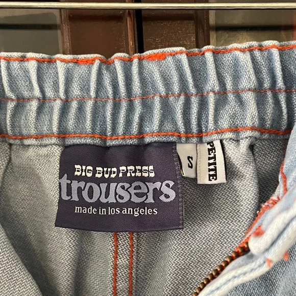 Big Bud Press Small Petite Trouser Jean, Light Blue Wash with Orange Stitching - Picture 2 of 6